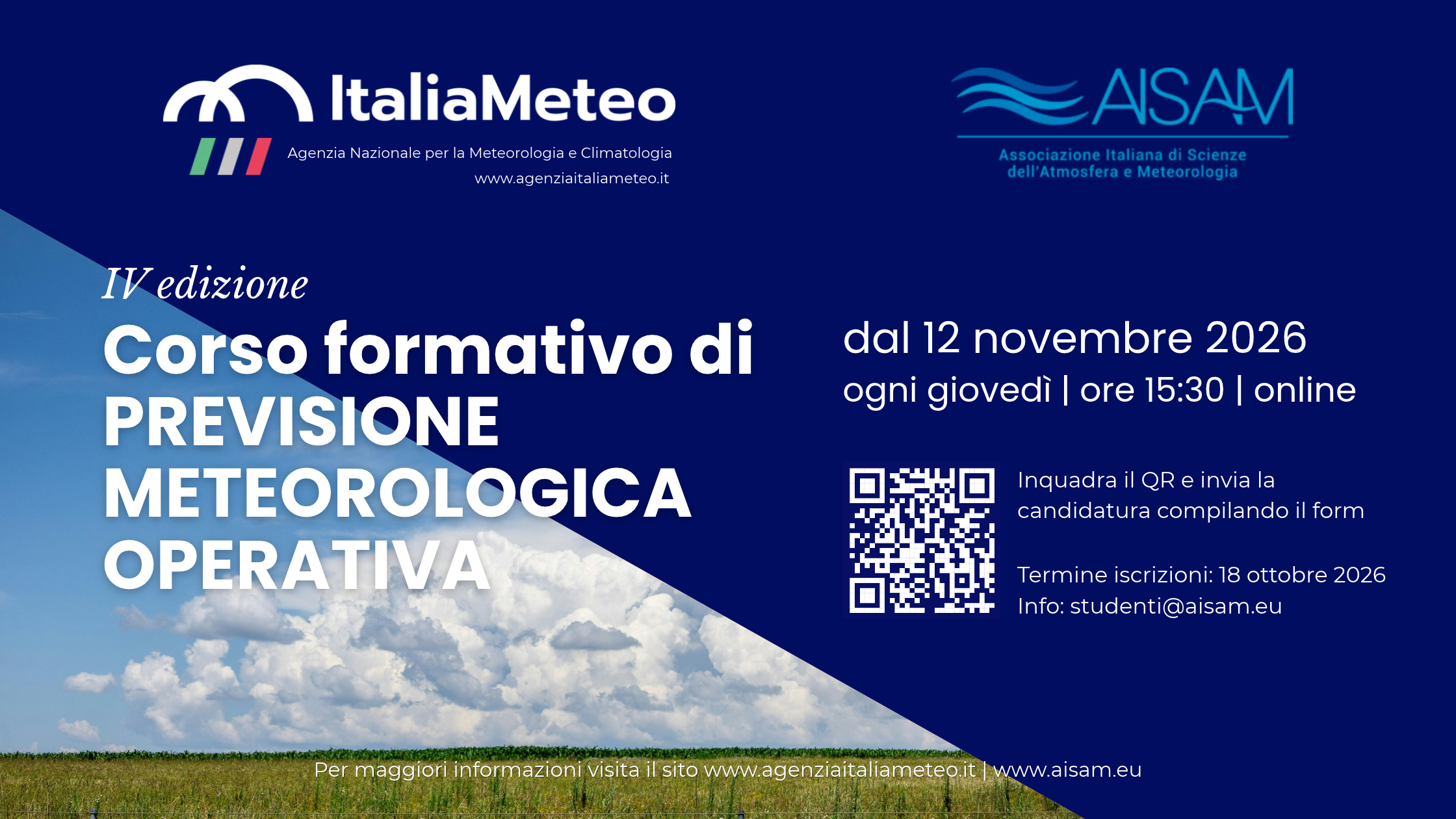 A novembre riparte il Corso di Formazione di Previsione Meteorologica Operativa